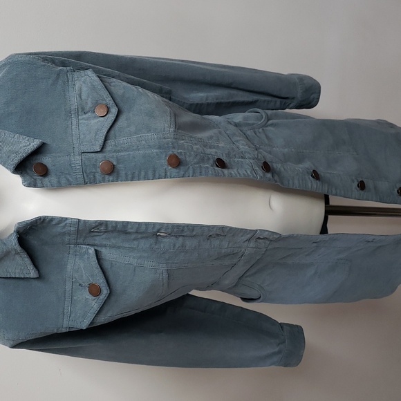 Faherty Corduroy Button Up Long Sleeve Blue Mini Dress Women's Size XS - Picture 5 of 13